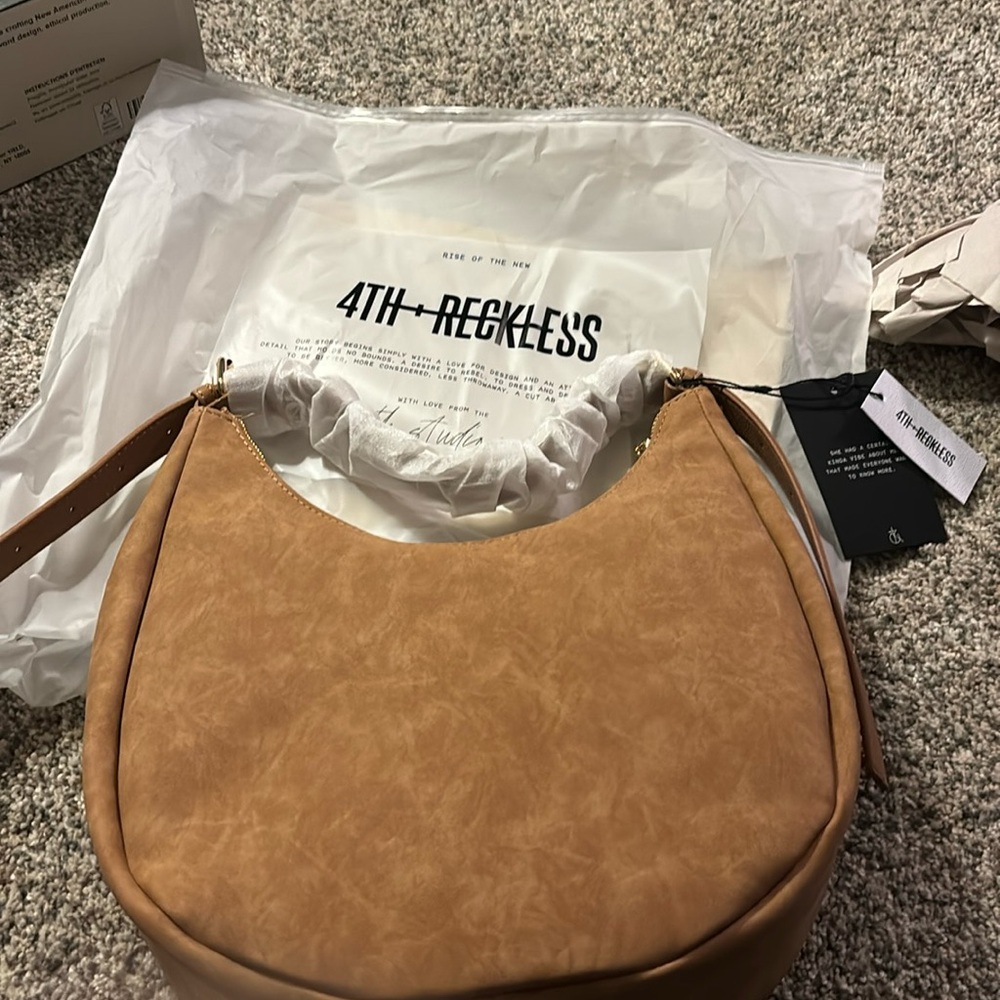 Faux suede crescent bag